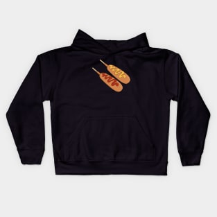 Ketchup and mustard on corn dogs Kids Hoodie